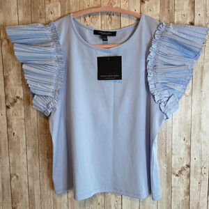 Women's Marc New York Ruffle Sleeve Top Size L Blue